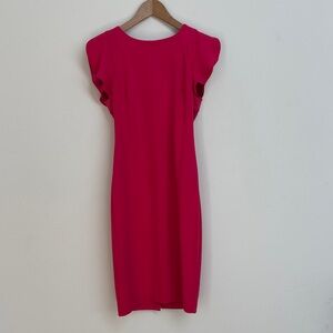 Vince Camuto Fuchsia Hot Pink Sheath Dress Size 6 Cap Sleeve Knee Length